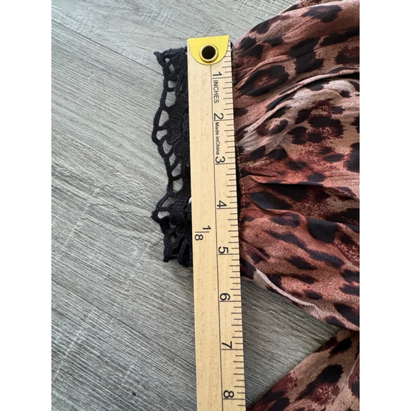 Free People My Love Printed Blouse Sz Small NWOT Brown Black Animal Print Retro - Picture 11 of 11